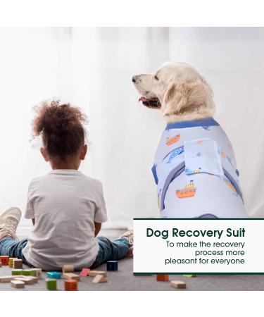 Kuoser Dog Body After Surgery - Breathable Recovery Suit for Male & Female Dogs | Leakage Protection | Anti-Lick Op Body - Sailboat XL Blue (1 Pack) - Buy Online on GoSupps.com