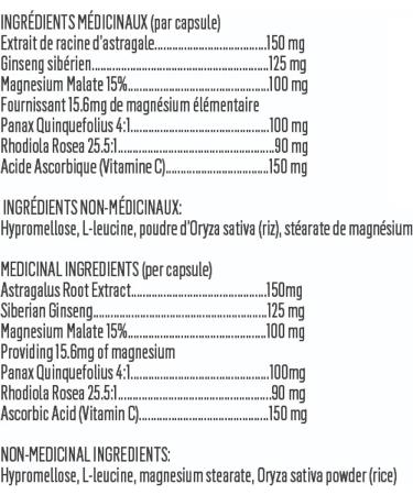 NIH Supplement - Adreno Plus - Energy Stress Relief & Immune Support - Boosts Vitality & Reduces Fatigue - Panax Siberian Ginseng Rhodiola Magnesium Malate & Vitamin C - Non-GMO 90 Capsules - Buy Online on GoSupps.com