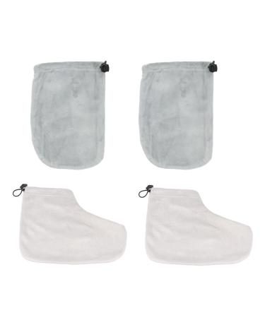 TEHAUX Ensemble 2 Paires Moufles et Couvre-Pieds en Coton Isolant pour Bain de Paraffine Accessoires Cire Hydratation Peau Usage Domicile et Institut de Beaut Couleur Al atoire