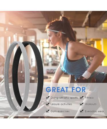 WLLHYF 3-Pack Non-Slip Black White Headbands - Thin Elastic Hair Ties for Sports, Running, Yoga - Unisex Hair Accessories - Buy Online on GoSupps.com