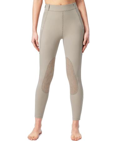 SANTINY Women's Zipper Pocket Knee-Patch Equestrian Breeches - Taupe Medium - Buy Online on GoSupps.com