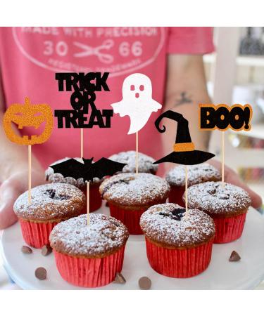 UXYOKM 24Pcs Halloween Cupcake Toppers Pumpkin Witch Hat Ghost Bats Boo Trick or Treat Cupcake Picks Baby Shower Birthday Halloween Themed Party Cake Decorations Supplies Halloween B - Buy Online on GoSupps.com