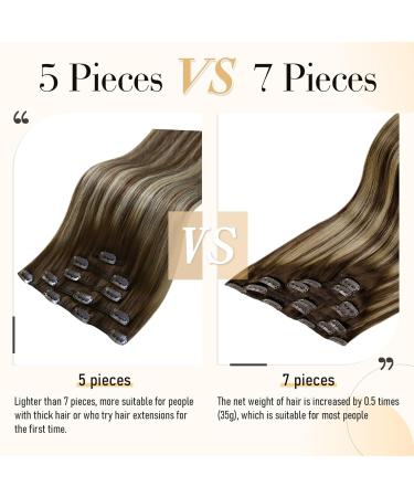 Laavoo Clip-In Extensions | Real Hair Brown Ombre Balayage - 55cm 70g Remy Hair - 5 Pieces #4/27 - Buy Online on GoSupps.com