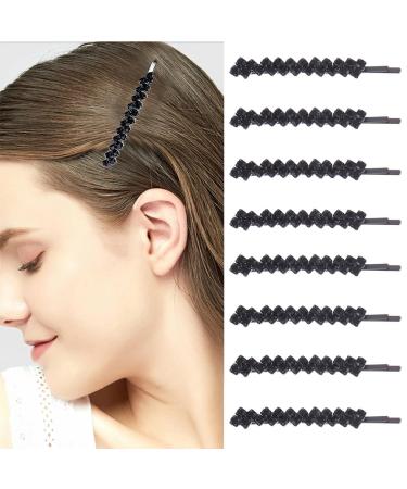 8 Pieces Black Rhinestone Hair Pins Small Crystal Bobby Pins Bobby Pins Bulk for Lady Women Girls Sparkly Hair Clips Pin