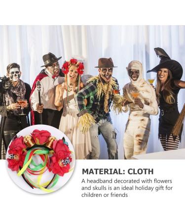Minkissy Halloween Flower Headband Mexican Rose Flower Crown Skull Headpiece dia de los muertos Flower Crown (Red) - Buy Online on GoSupps.com