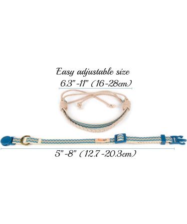 Pettsie Cat Kitten Collar - Breakaway Safety & Friendship Bracelet - Durable 100% Cotton - Adjustable with D-Ring - Blue - Gift Box Included - Buy Online on GoSupps.com