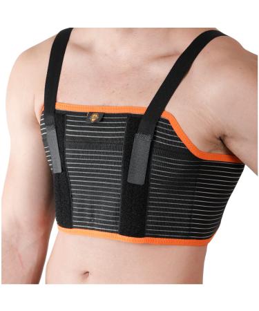 Armor Adult Unisex Chest Support Brace with 2 Metal Inserts to Stabilize the Thorax after Open Heart Surgery  Thoracic Procedure  or Fractures of the Sternum or Rib Cage  Black Color  Size Medium  for Men and Women Black...