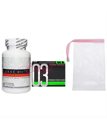 Frontrow Luxxe White Enhanced Glutathione with 03 Orange Papaya Skin Whitening Soap and Soap mesh