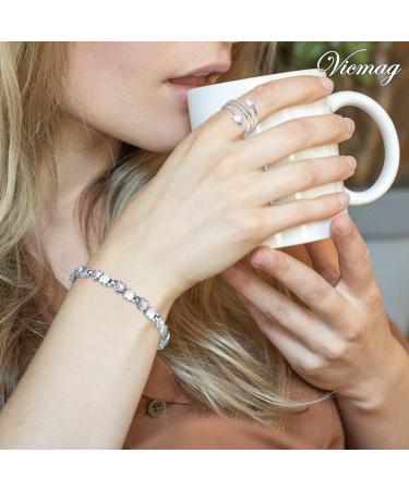 Vicmag Magnetic Bracelet for Women - Titanium Steel Brazaletes | Adjustable with Removal Tool | Silver Love Heart Design | Gift Box Included - Buy Online on GoSupps.com