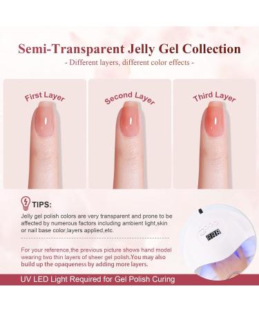 Saviland Jelly Gel Nail Polish Kit - Sheer Milky Pink Nude Colors - UV LED Gel Varnish Set for DIY Nail Art - 6Pcs 7.5ML Gift Set - Buy Online on GoSupps.com