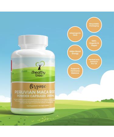 Organic Maca Capsules 2500mg by TheHealthyTree - 120 Vegan Tablets for Men and Women - High Strength Maca Extract - Buy Online on GoSupps.com