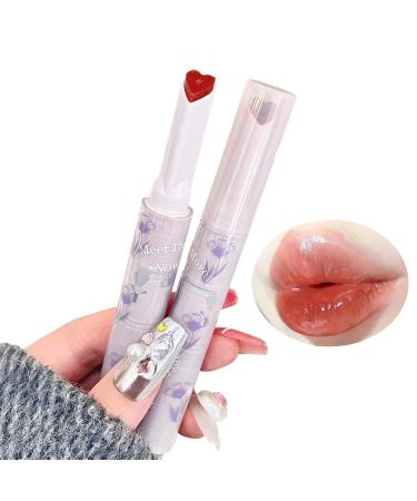 ZARICS Heart Jelly Lipstick Hydrating Lip Gloss Dew Tint Jelly Love Lipstick Long Lasting Moisturizing Tinted Lip Balm Plumping Lip Stain Non-sticky (03# Iced Persimmon)