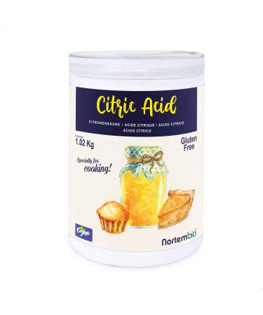 Nortembio Organic Anhydrous Citric Acid 1.02 Kg. Food Grade 100% Pure. Acidulant and Preservative for Cooking and Confectionery. Special for Lemonade and Jams. Recipes E-Book Included.