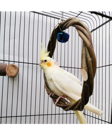 Qeeheng Natural Wood Bird Swing - Circular Hanging Ring with Bell | Parrot Cage Accessories for Nymphensittiche & More - Buy Online on GoSupps.com