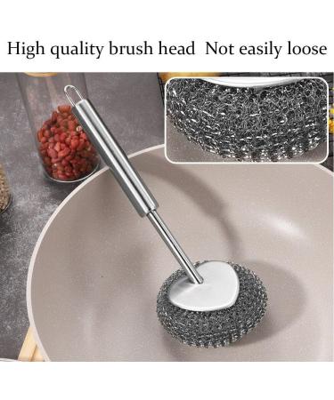 Stainless Steel Scrubber with Handle Steel Wool Scrubber for Cleaning Dishes Metal Sponges for Pots Sink Pans Grills - Buy Online on GoSupps.com