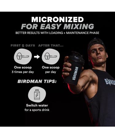 BIRDMAN Micronized Creatine Monohydrate Powder Muscle Recovery Caffeine Free Creatine Pre Workout Vegan Post Workout Gluten Free Sugar Free | 80 Servings (5 Grams Each) | 0.8lb 80 Servings (400 g) Powder - Buy Online on GoSupps.com