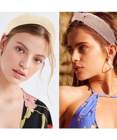 Boho Style 3-Piece Straw Knotted Headbands for Women - Fashionable Twist Knot Hair Accessories - Buy Online on GoSupps.com