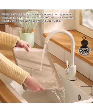 yuoseg Cast Iron Chainmail Scrubber Cast Iron Skillet Cleaner for Fry Pan Cleaner Cast Iron Skillet Cleaner Chain Black - Buy Online on GoSupps.com