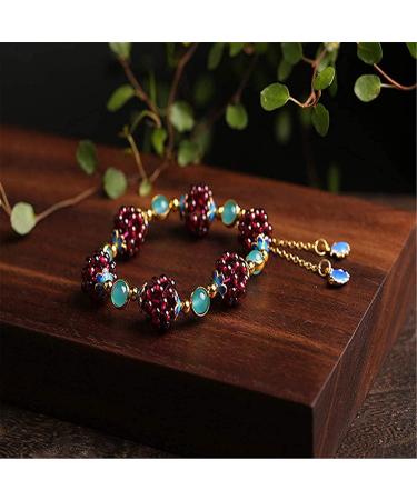 WIPPWER Ankle Bracelets Vintage Natural Garnet Flower Ball Bracelet Tianhe Stone Cloisonne Accessories Aquamarine Jewelry for Men Women Fashion Anklet - Buy Online on GoSupps.com