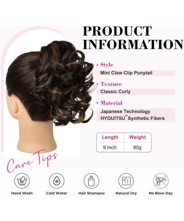 REECHO 9 Classic Loose Curly Wavy Claw Clip Ponytail Extension - Dark Brown with Highlights - Buy Online on GoSupps.com