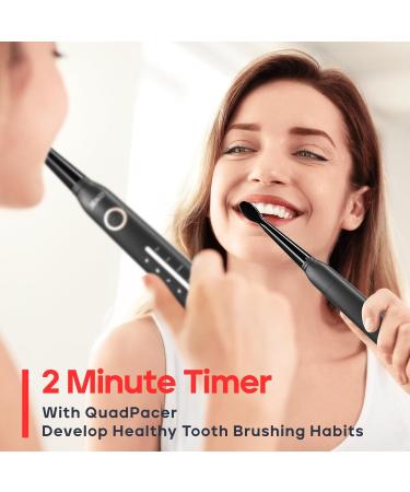 SEAGO Electric Toothbrush - Rechargeable Sonic Toothbrush with 30-Day Battery 5 Modes 2-Min Timer & 10 Brush Heads (Black) | Portable & Ideal for Adults - Buy Online on GoSupps.com