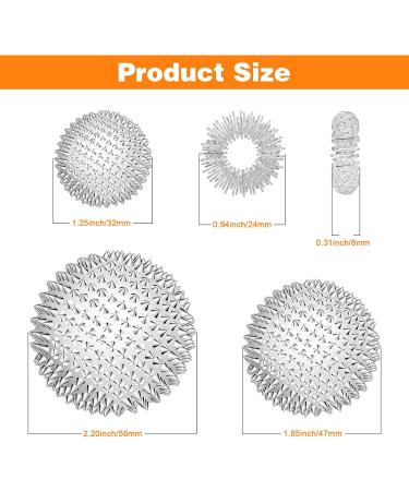 Zocipro 6-Piece Magnetic Acupressure Massage Balls & Rings Set - Stress Relief Therapy Hedgehog Balls for Finger Massage (32mm/47mm/56mm) - Buy Online on GoSupps.com