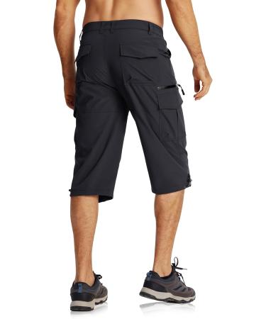 Magcomsen Men's 3/4 Fast-Drying Outdoor Shorts - Lightweight Summer Capri Pants Breathable Hiking Bermuda Shorts 7 Pockets Stretch Bike Pants - Black - Buy Online on GoSupps.com