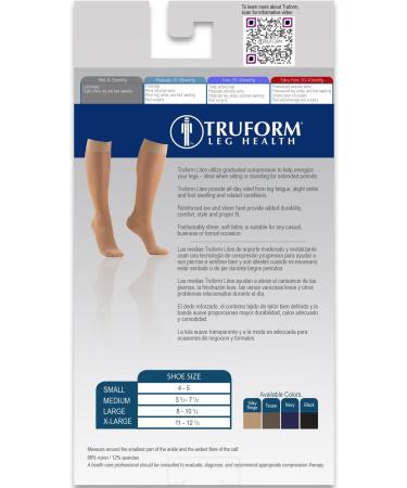 Truform Sheer Compression Stockings | 8-15 mmHg Knee High 20 Denier Black - Women's Medium (Pack of 5) | International Shipping Available - Buy Online on GoSupps.com
