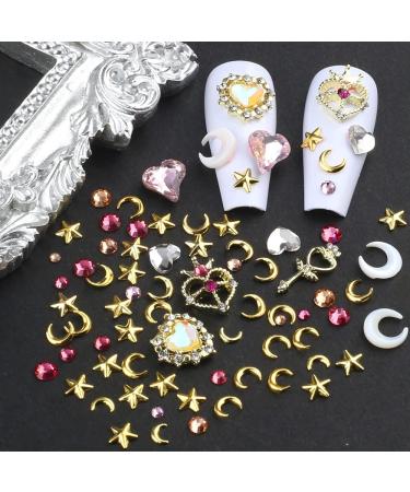 Dornail 3D Nail Charms - Crystal Heart, Star, Moon Alloy Charms for Acrylic Nails | Colorful Gems & Rhinestones for Nail Art Decoration (Style 1) - Buy Online on GoSupps.com