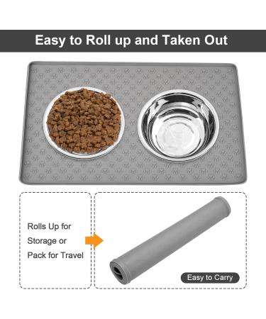 48x30cm Dog Food Mat - Food Grade Silicone, Spill-Proof, Raised Edges, Anti-Slip, Waterproof - Grey - Buy Online on GoSupps.com