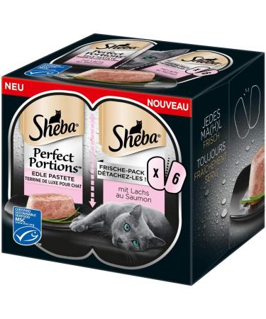 Sheba Perfect Portions Wet Cat Food - Premium Salmon 48 Shells - 8 Pack (8 x 6 Shells of 37.5g) - High Quality MSC Certified - Ideal for International Shipping - Buy Online on GoSupps.com
