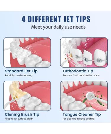 Portable Cordless Water Dental Flosser - 4 Jet Tips 3 Modes Rechargeable Oral Irrigator for Teeth - International Shipping Available - Buy Online on GoSupps.com