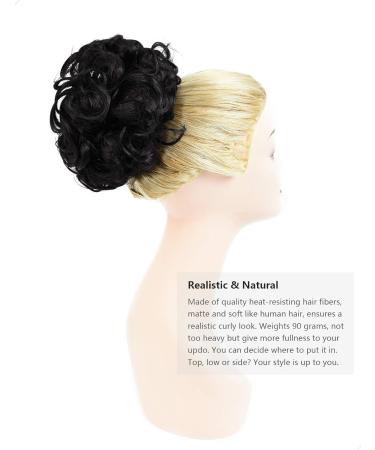 Yamel Curly Bun Scrunchie Hairpiece in Black | Synthetic Updo Combs Chignon Extension for Women - Buy Online on GoSupps.com