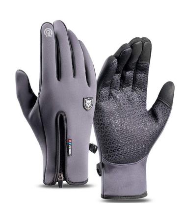 Winter Gloves for Men Women,Water Resistant Keep Warm Touch Screen Gloves gray Large