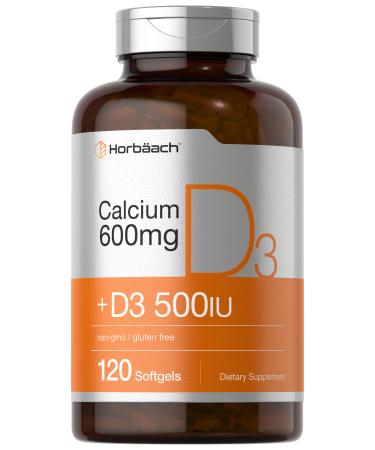 Horb ach Calcium Supplement with Vitamin D3 | 600 mg | 120 Softgels | Non-GMO & Gluten Free | for Men and Women