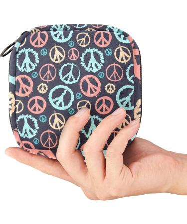 No War Peace Sign Sanitary Napkin Storage Pocket | Portable Period Bag for Women & Girls | Menstrual Cup Holder - Eco-Friendly & Convenient - Buy Online on GoSupps.com