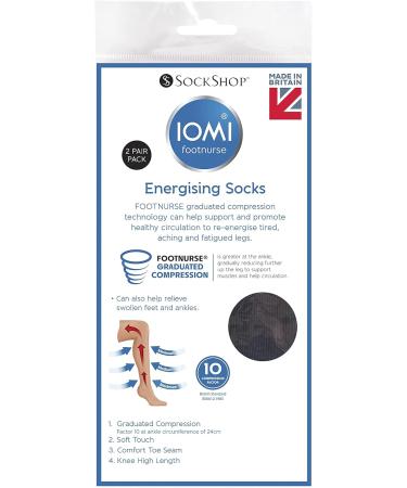 IOMI Men's Energising Compression Socks - 2 Pairs | Foot Care | Size 38 | Black - International Shipping Available - Buy Online on GoSupps.com