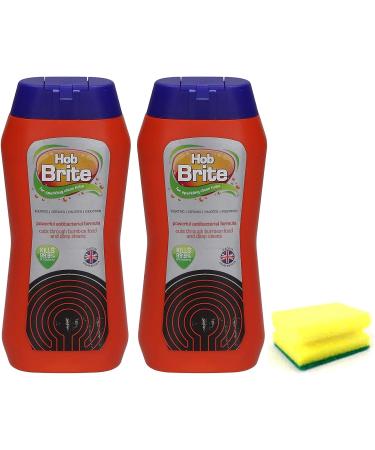 Hob Brite Hob Cleaner Cream 2X 250 ML Ceramic Electric Halogen and Induction Hob Cleaner with Degreaser Sponge (Pack of 2)
