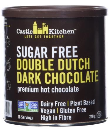 Castle Kitchen Sugar Free Double Dutch Premium Dark Hot Chocolate Mix with Monkfruit (8 oz) - Vegan, Dairy Free, Plant Based - Keto & Diabetic - Mix with Milk Substitute - Good Source of Fiber Sugar Free Double Dutch - 1 Pack
