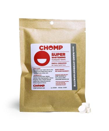 Chomp Super Whitening Cinnamon Toothpaste Tablets with Nano Hydroxyapatite Refill