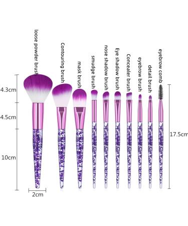 10 Pieces Crystal Glitter Makeup Brushes Premium Synthetic Fiber Makeup Brush for Foundation Powder Concealers Blush and Eyeshadow (Purple) - Buy Online on GoSupps.com