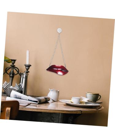 Yardenfun Lip Pendant Fashion Ornament Vintage Women Red Lip Wall Decor Wall Hanging Decor Metal Statue Woman Red 14.50X6.50X0.50CM - Buy Online on GoSupps.com