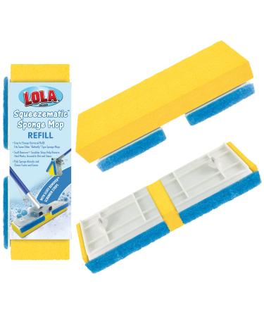 LOLA Products SqueezeMatic Easy Clean Butterfly Sponge Mop Head Refill | 9" Wide Mop Head | Replacement Mop Head for Floor Cleaning | Fits Most Butterfly Squeeze Sponge Mops