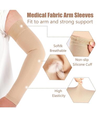 3 Pairs Lymphedema Compression Arm Sleeve 20-30mmHg Full Arm Support - Beige M Size - Buy Online on GoSupps.com