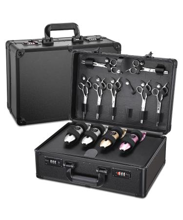 Noverlife Large Barber Carrying Case with Code Lock Hairdresser Tool Box Organizer Traveling Case Portable Travel Barber Suitcase for Hair Stylist Pet Groomer Beauty Salon Makeup Artist Large Barber Carrying Case w/Code Lock