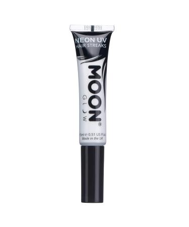 Moon Glow Neon UV Hair Colour Streaks | White | Hair Mascara - Temporary Wash out Hair Dye | Bright Neon Colour Glows under UV Lighting