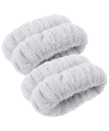 SHERCHPRY Lot de 2 Bracelets Poignet en Flanelle Pelucheuse Gris lastiques Confortables pour Lavage du Visage et Soins Spa Accessoires Doux et Absorbants Adapt s au Maquillage Produits