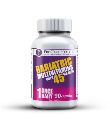 Once Daily Bariatric Multivitamin | Capsule | 45mg Iron | 90 Count 90 Count (Pack of 1)