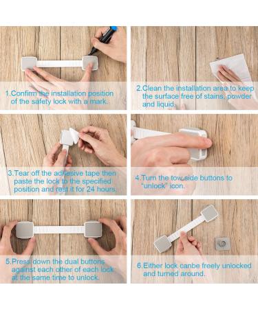 4PCS Baby Safety Cabinet Locks - Child Proof Lock for Drawers, Cabinets, Ovens, Refrigerators - Adjustable Strap and Latch System for Doors and Appliances - Buy Online on GoSupps.com