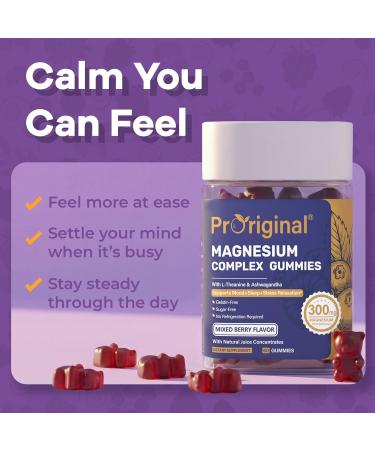 Magnesium Gummies for Stress & Sleep - 300mg Magnesium Complex with Glycinate Citrate Malate & Taurate - Supports Relaxation Muscle & Heart Health - Vegan Sugar-Free Non-GMO - 60 Gummies 60 Count (Pack of 1) - Buy Online on GoSupps.com
